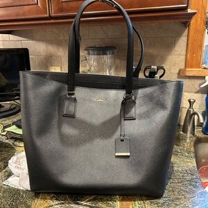 kate spade Black Saffiano Leather Tote with Gold Hardware